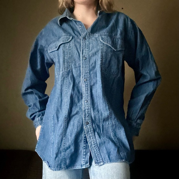 Vintage Harley-Davidson Denim Blue Button-Up Shirt Women’s L - Picture 2 of 9